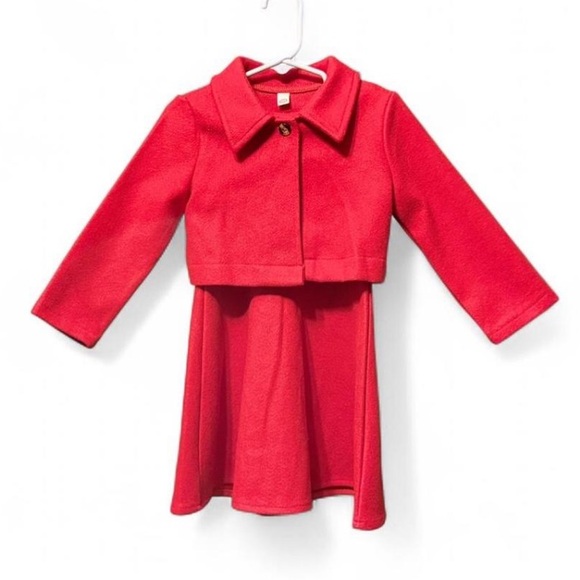 Stylish Vintage Red Kids Jacket & Dress  Set - Picture 2 of 13